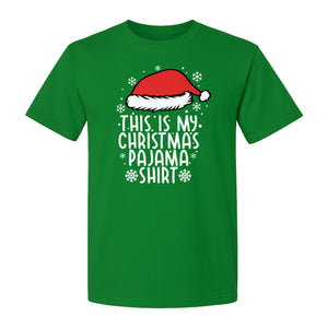 Christmas Pajama T-Shirt with Santa Hat and Snowflakes for Matching Family Sleepwear and Holiday Parties