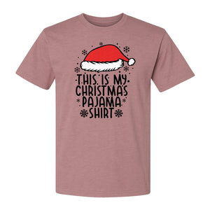 Christmas Pajama T-Shirt with Santa Hat and Snowflakes for Matching Family Sleepwear and Holiday Parties