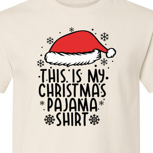 Christmas Pajama T-Shirt with Santa Hat and Snowflakes for Matching Family Sleepwear and Holiday Parties