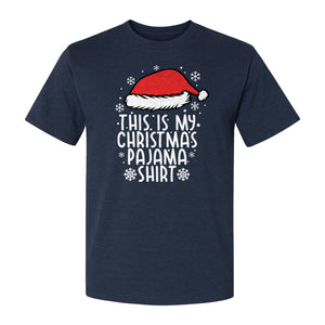 Christmas Pajama T-Shirt with Santa Hat and Snowflakes for Matching Family Sleepwear and Holiday Parties