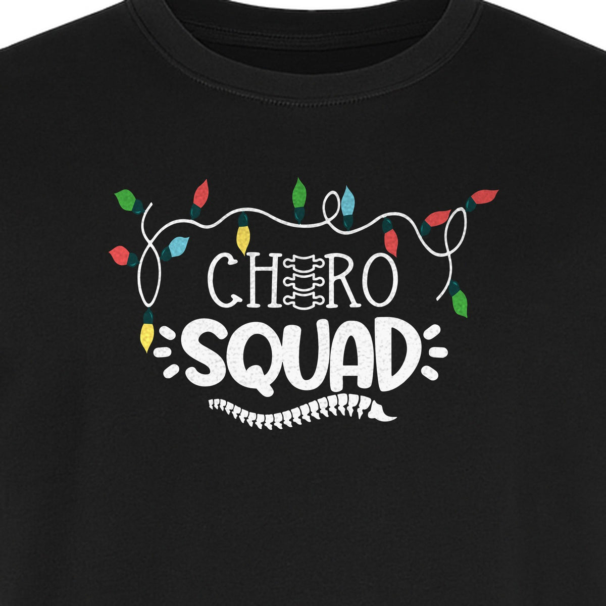 Chiropractor Christmas T-Shirt, Chiro Squad Spine and Holiday Lights Graphic for Chiropractic Teams