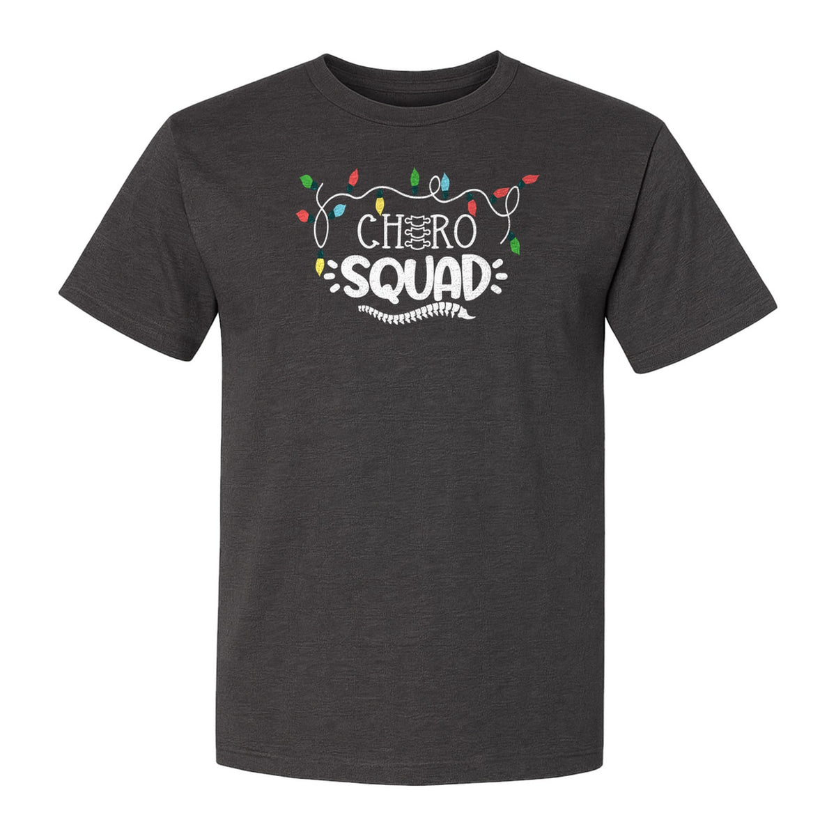Chiropractor Christmas T-Shirt, Chiro Squad Spine and Holiday Lights Graphic for Chiropractic Teams