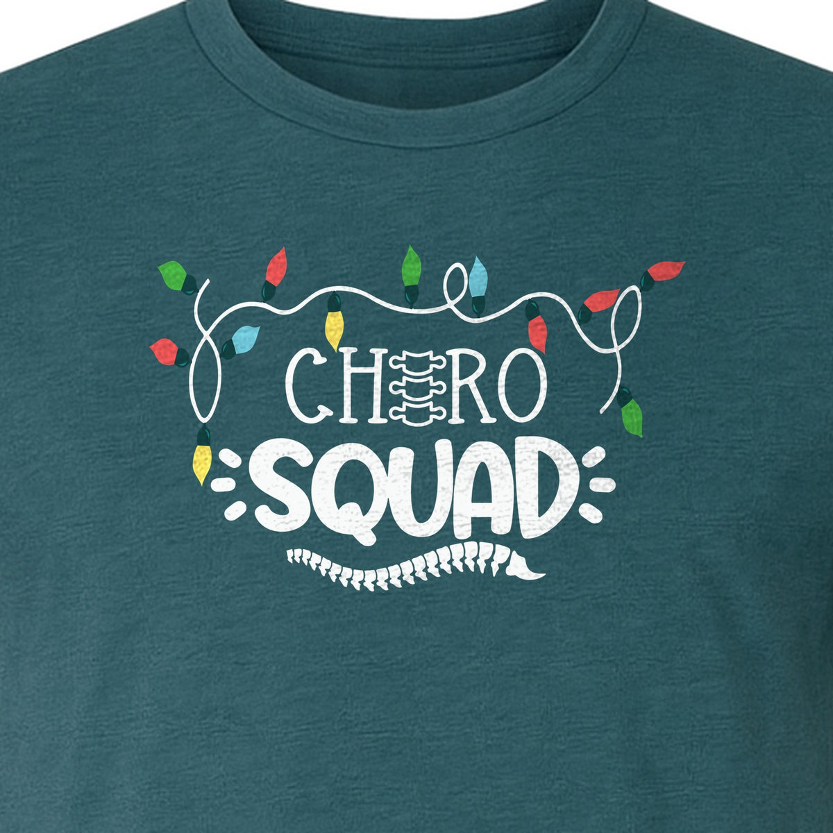 Chiropractor Christmas T-Shirt, Chiro Squad Spine and Holiday Lights Graphic for Chiropractic Teams