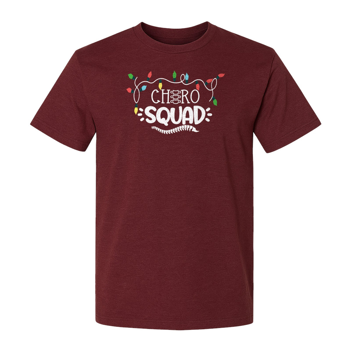 Chiropractor Christmas T-Shirt, Chiro Squad Spine and Holiday Lights Graphic for Chiropractic Teams
