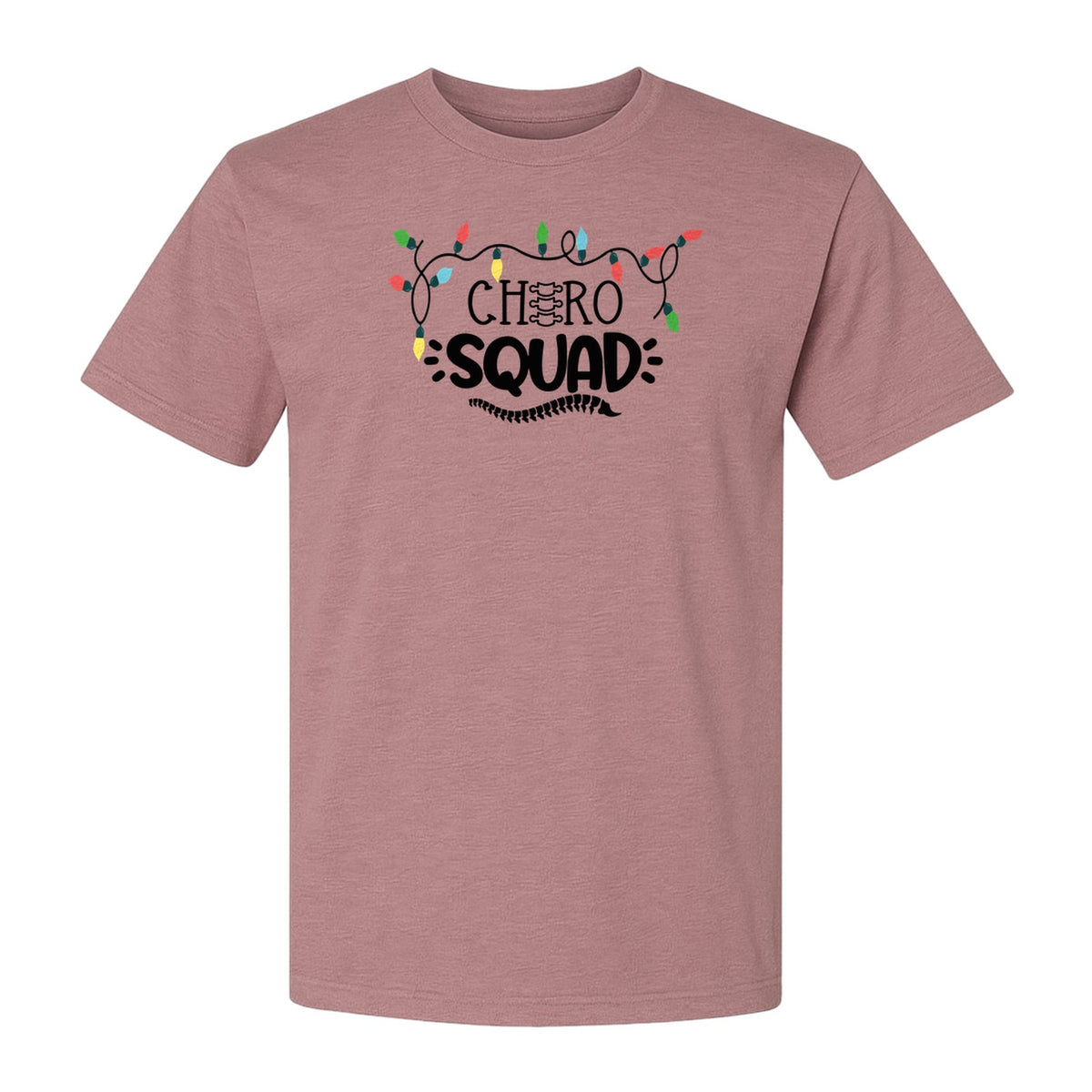 Chiropractor Christmas T-Shirt, Chiro Squad Spine and Holiday Lights Graphic for Chiropractic Teams