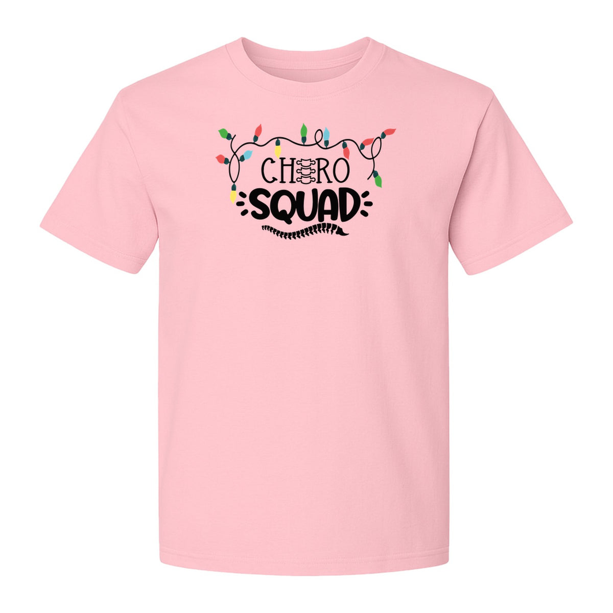 Chiropractor Christmas T-Shirt, Chiro Squad Spine and Holiday Lights Graphic for Chiropractic Teams