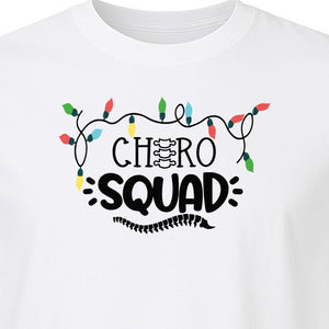 Chiropractor Christmas T-Shirt, Chiro Squad Spine and Holiday Lights Graphic for Chiropractic Teams