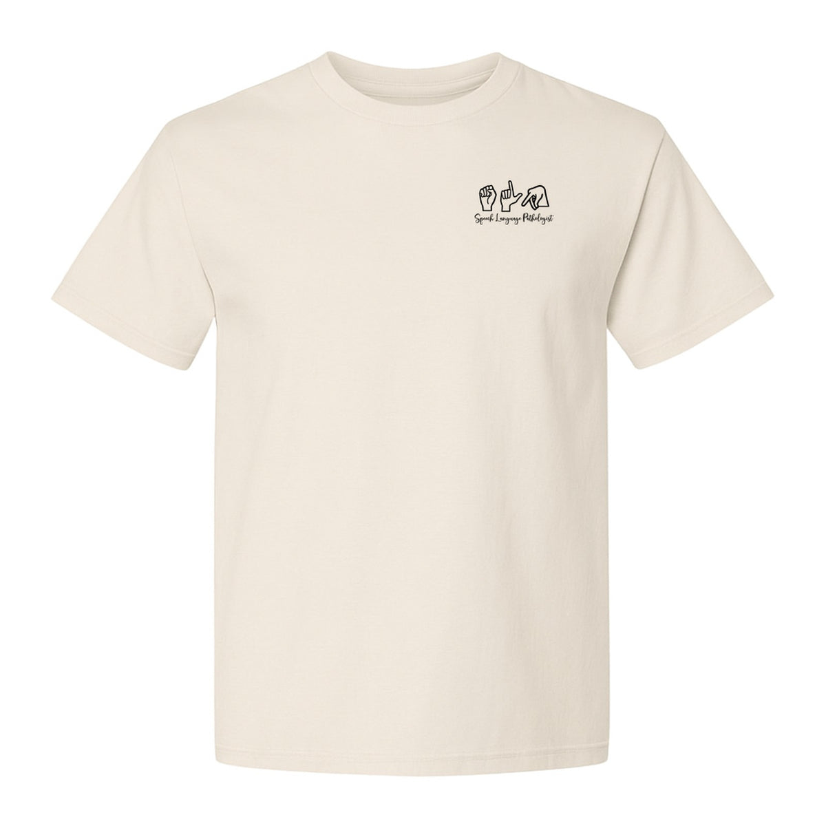 Speech Language Pathologist T-Shirt, ASL Hand Sign Pocket Design for SLP Professionals