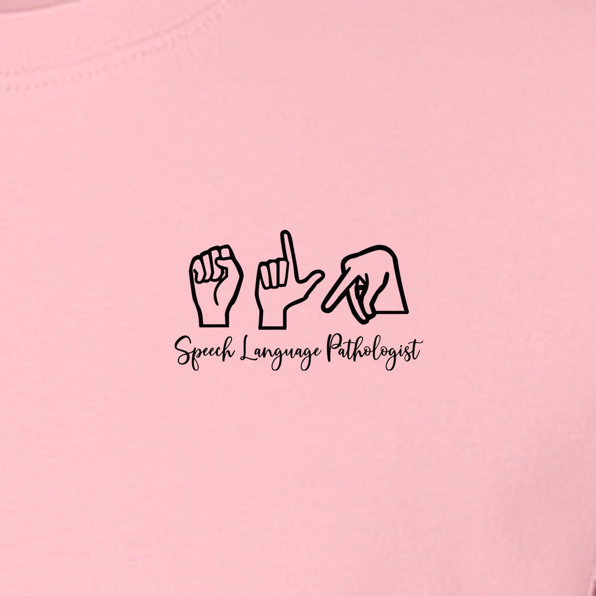 Speech Language Pathologist T-Shirt, ASL Hand Sign Pocket Design for SLP Professionals
