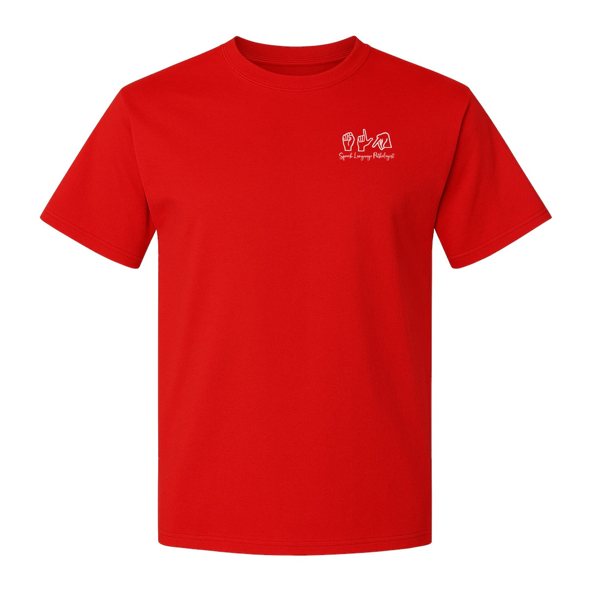 Speech Language Pathologist T-Shirt, ASL Hand Sign Pocket Design for SLP Professionals