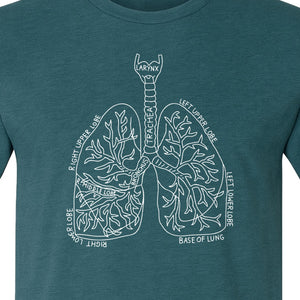 Anatomical Lung T-Shirt, Labeled Respiratory Diagram for Pulmonologists, Therapists and Transplant Survivors