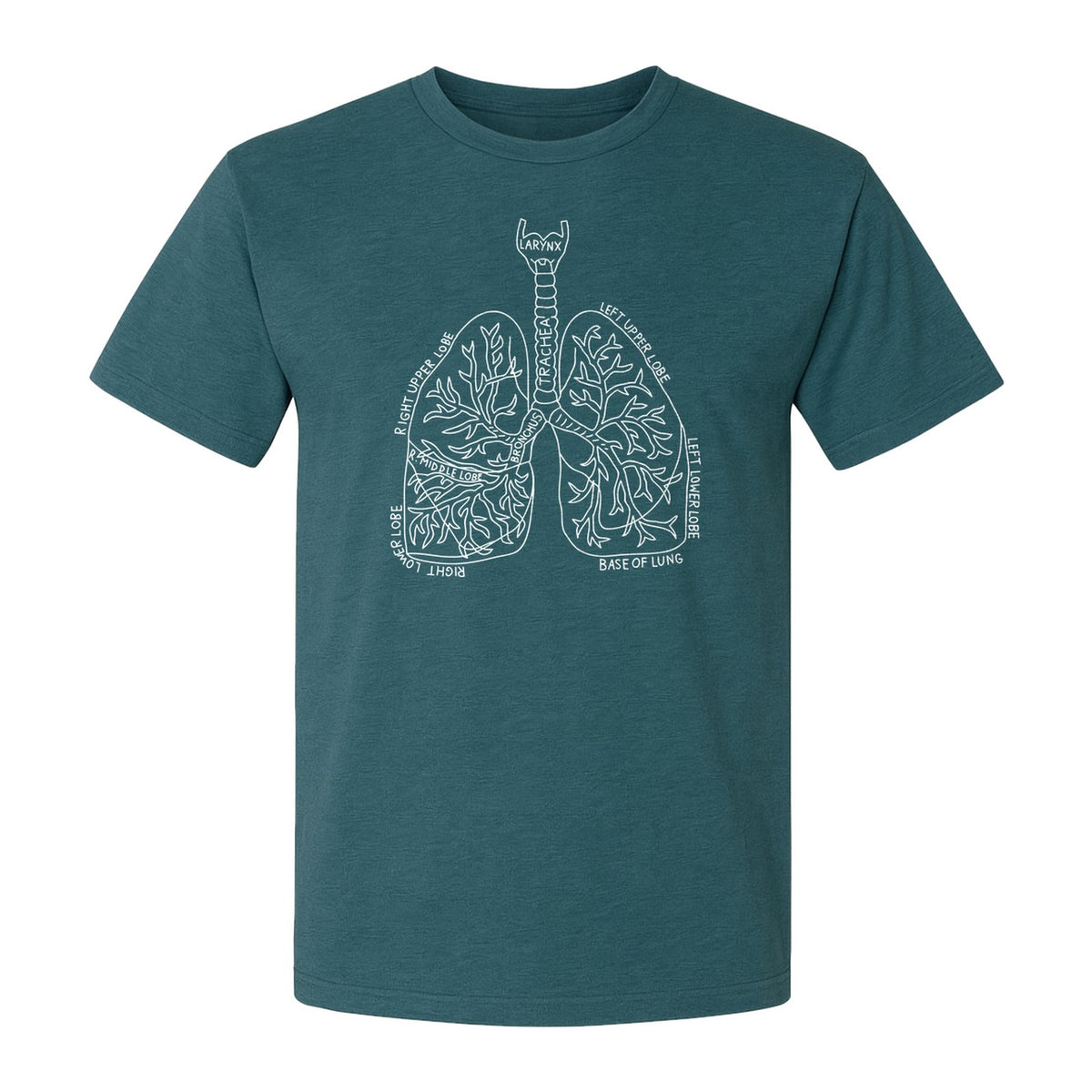 Anatomical Lung T-Shirt, Labeled Respiratory Diagram for Pulmonologists, Therapists and Transplant Survivors