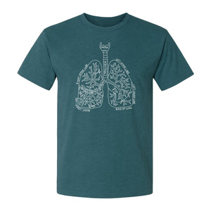 Anatomical Lung T-Shirt, Labeled Respiratory Diagram for Pulmonologists, Therapists and Transplant Survivors