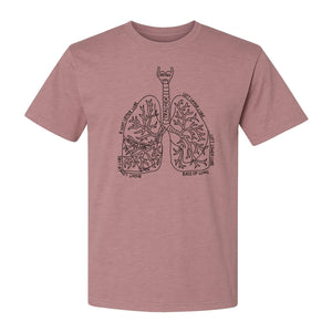 Anatomical Lung T-Shirt, Labeled Respiratory Diagram for Pulmonologists, Therapists and Transplant Survivors