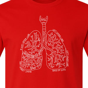 Anatomical Lung T-Shirt, Labeled Respiratory Diagram for Pulmonologists, Therapists and Transplant Survivors