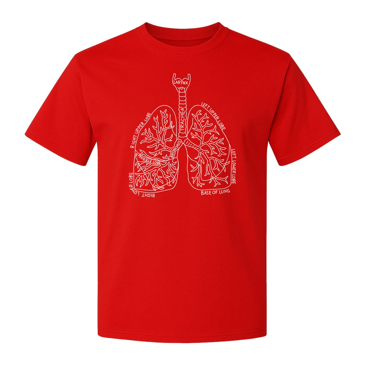 Anatomical Lung T-Shirt, Labeled Respiratory Diagram for Pulmonologists, Therapists and Transplant Survivors