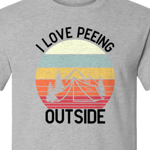 Camping T-Shirt, I Love Peeing Outside Retro Tent Graphic for Campers and Nature Lovers