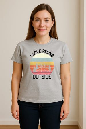 Camping T-Shirt, I Love Peeing Outside Retro Tent Graphic for Campers and Nature Lovers