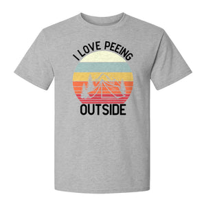 Camping T-Shirt, I Love Peeing Outside Retro Tent Graphic for Campers and Nature Lovers