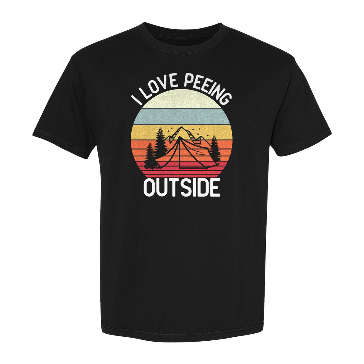 Camping T-Shirt, I Love Peeing Outside Retro Tent Graphic for Campers and Nature Lovers