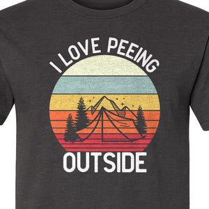 Camping T-Shirt, I Love Peeing Outside Retro Tent Graphic for Campers and Nature Lovers