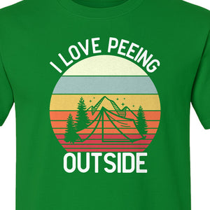Camping T-Shirt, I Love Peeing Outside Retro Tent Graphic for Campers and Nature Lovers