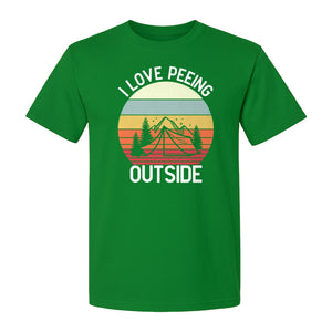 Camping T-Shirt, I Love Peeing Outside Retro Tent Graphic for Campers and Nature Lovers