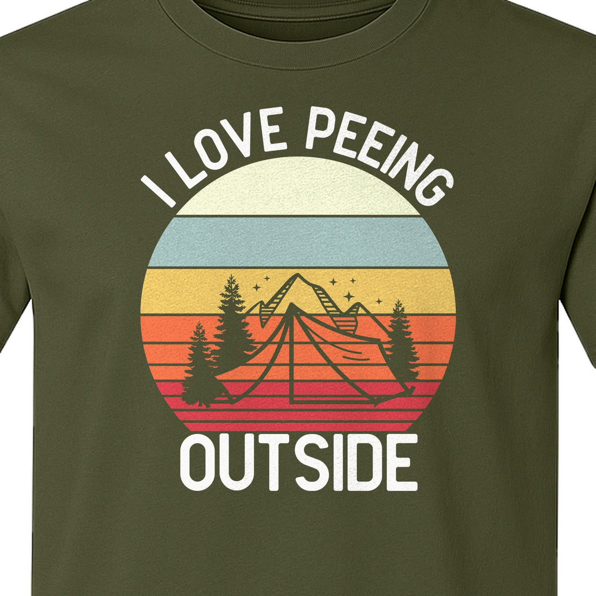 Camping T-Shirt, I Love Peeing Outside Retro Tent Graphic for Campers and Nature Lovers