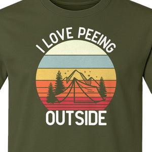 Camping T-Shirt, I Love Peeing Outside Retro Tent Graphic for Campers and Nature Lovers
