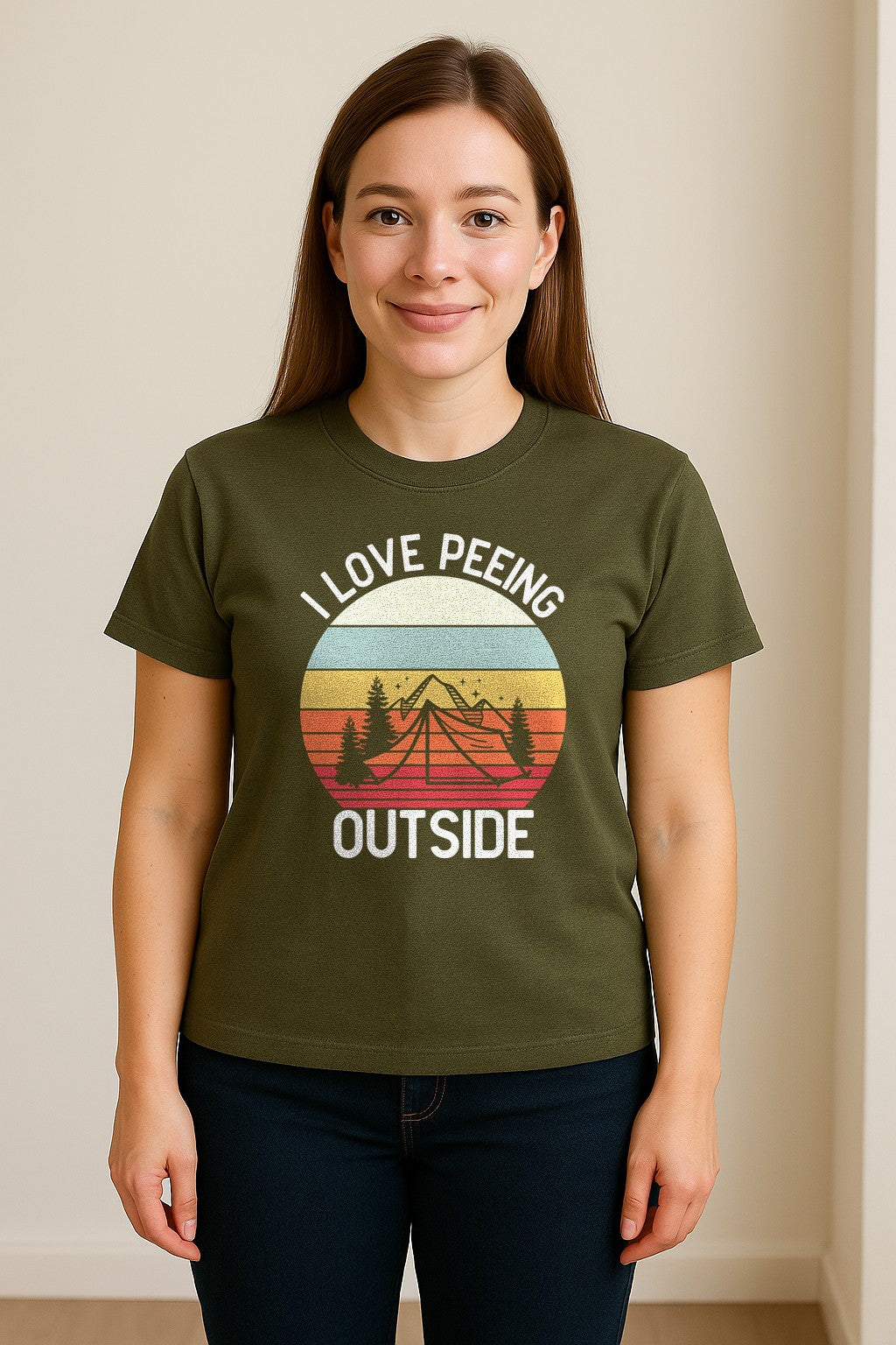 Camping T-Shirt, I Love Peeing Outside Retro Tent Graphic for Campers and Nature Lovers