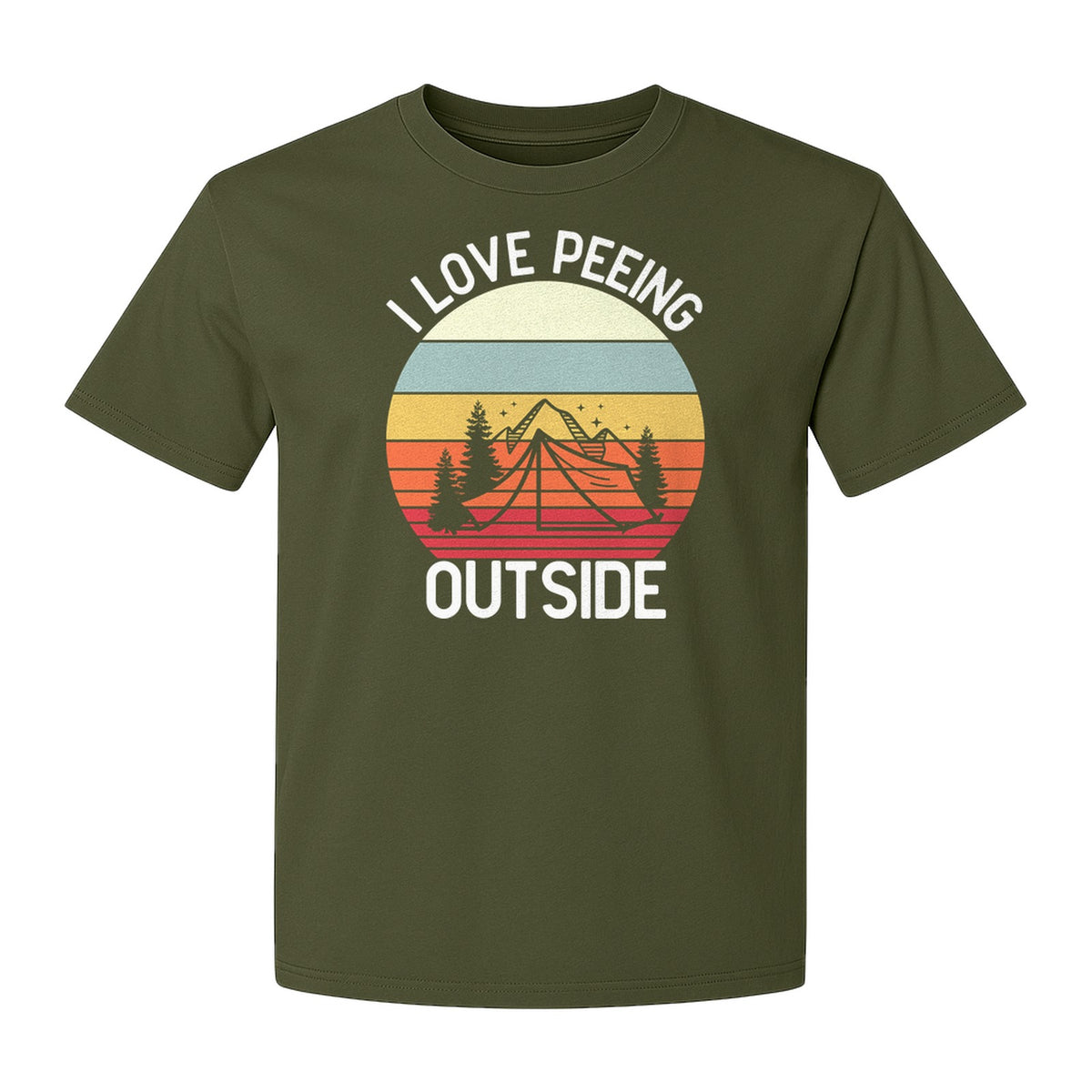 Camping T-Shirt, I Love Peeing Outside Retro Tent Graphic for Campers and Nature Lovers