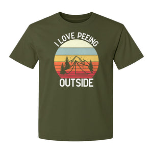Camping T-Shirt, I Love Peeing Outside Retro Tent Graphic for Campers and Nature Lovers