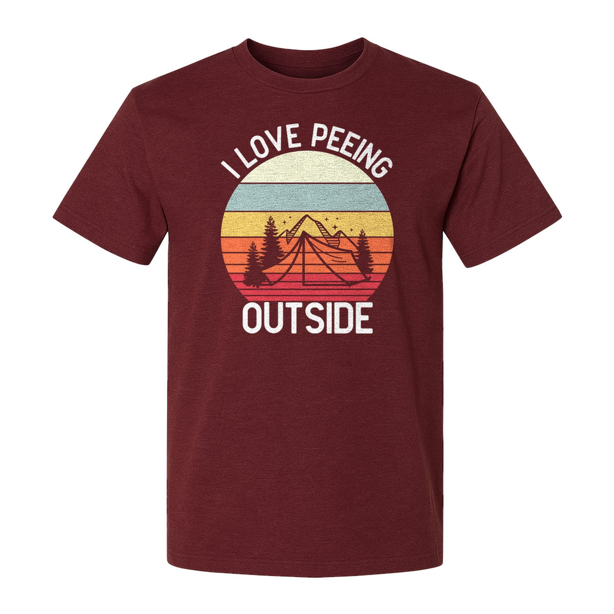 Camping T-Shirt, I Love Peeing Outside Retro Tent Graphic for Campers and Nature Lovers