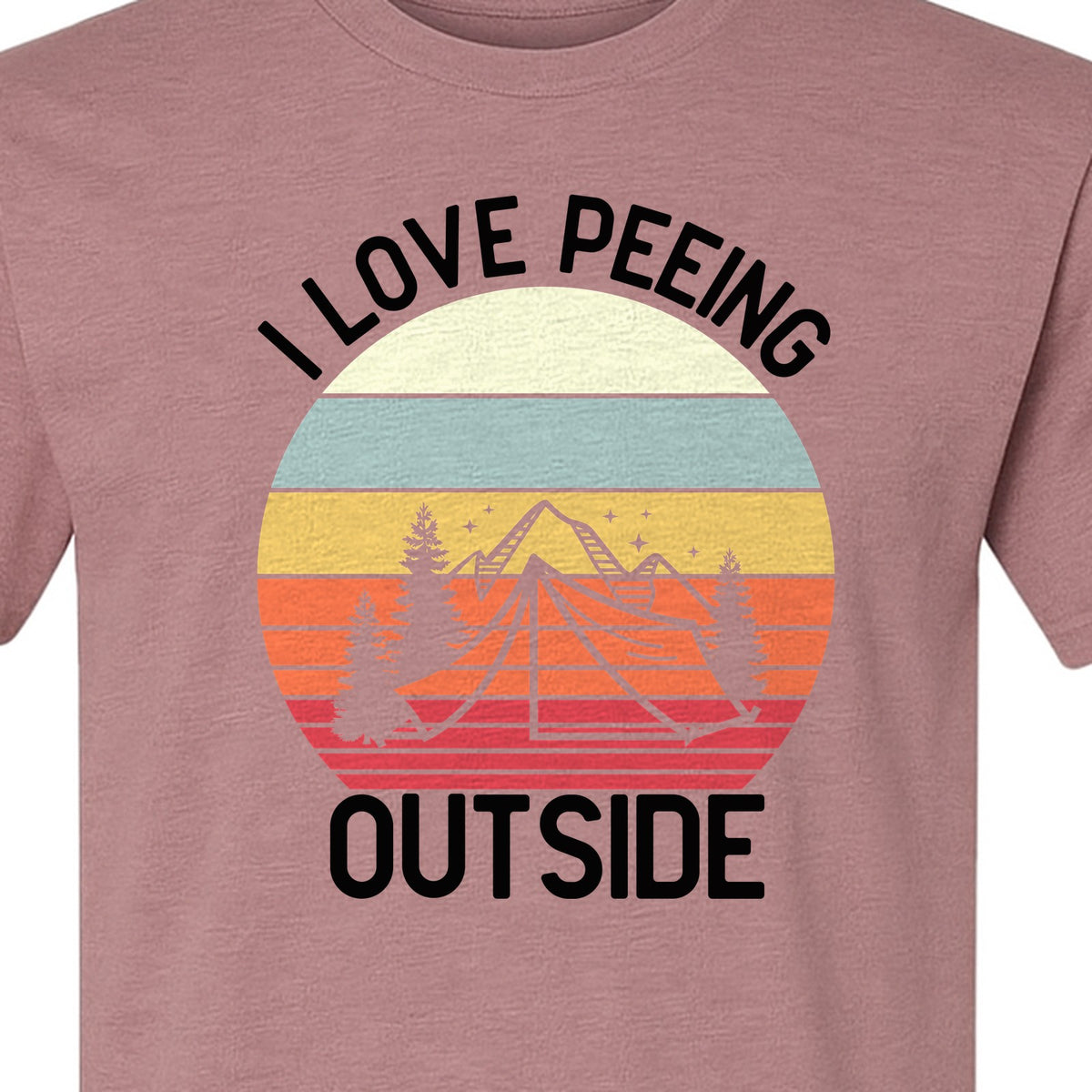 Camping T-Shirt, I Love Peeing Outside Retro Tent Graphic for Campers and Nature Lovers