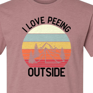 Camping T-Shirt, I Love Peeing Outside Retro Tent Graphic for Campers and Nature Lovers