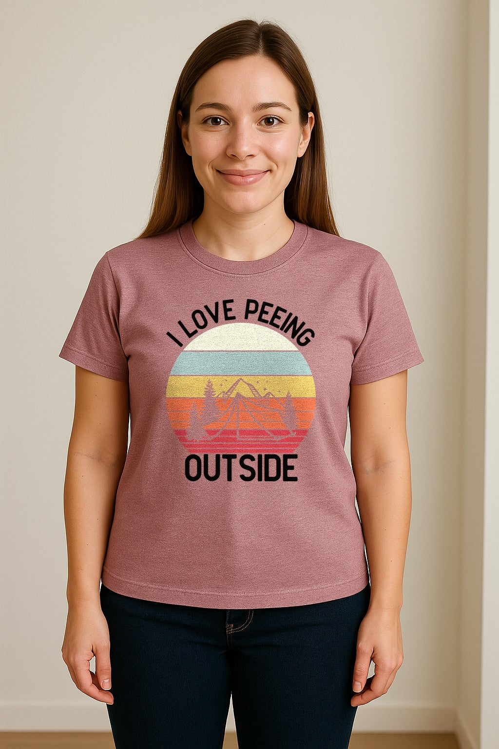 Camping T-Shirt, I Love Peeing Outside Retro Tent Graphic for Campers and Nature Lovers