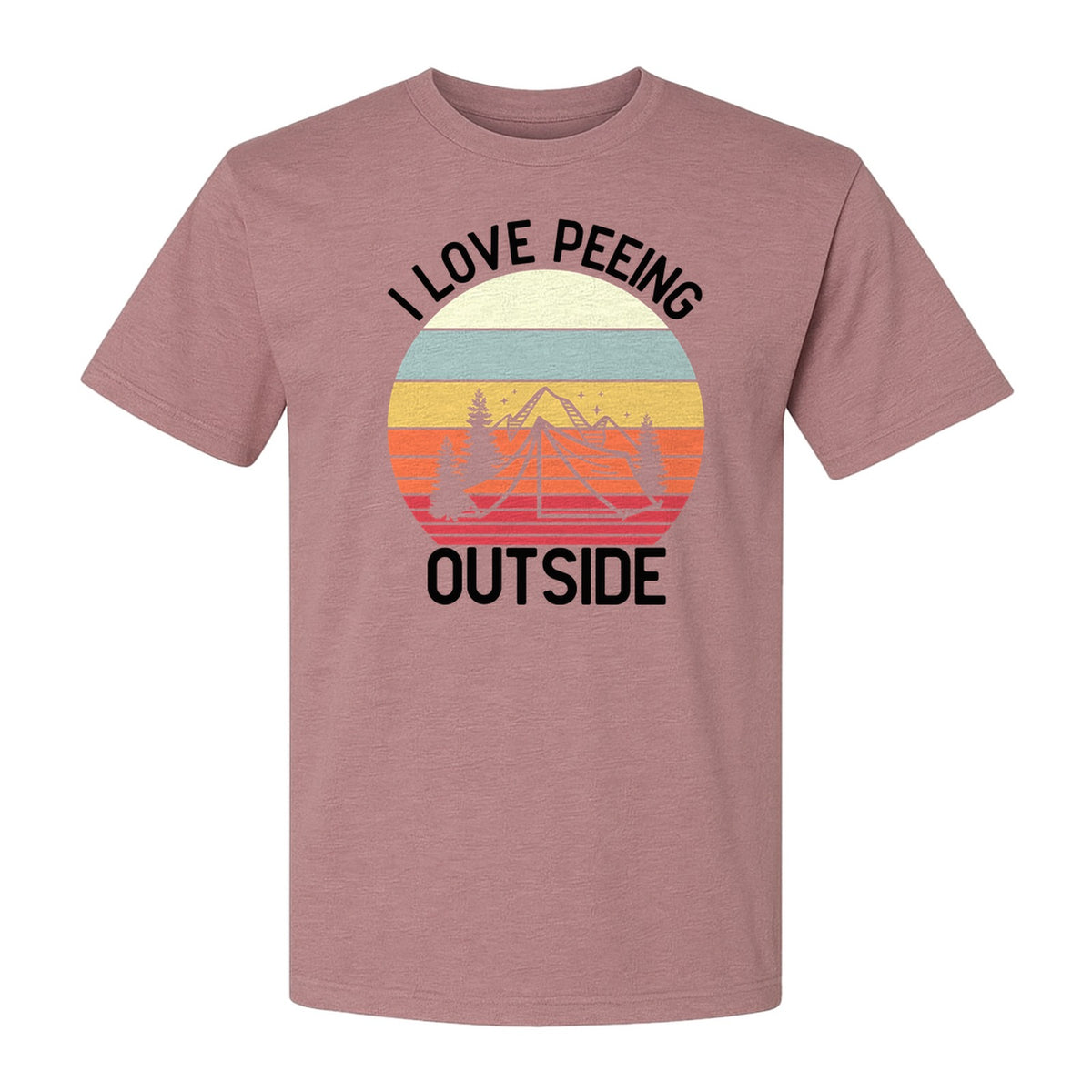 Camping T-Shirt, I Love Peeing Outside Retro Tent Graphic for Campers and Nature Lovers