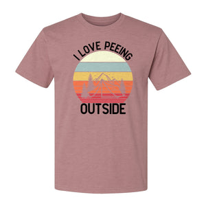 Camping T-Shirt, I Love Peeing Outside Retro Tent Graphic for Campers and Nature Lovers