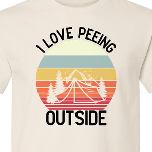 Camping T-Shirt, I Love Peeing Outside Retro Tent Graphic for Campers and Nature Lovers