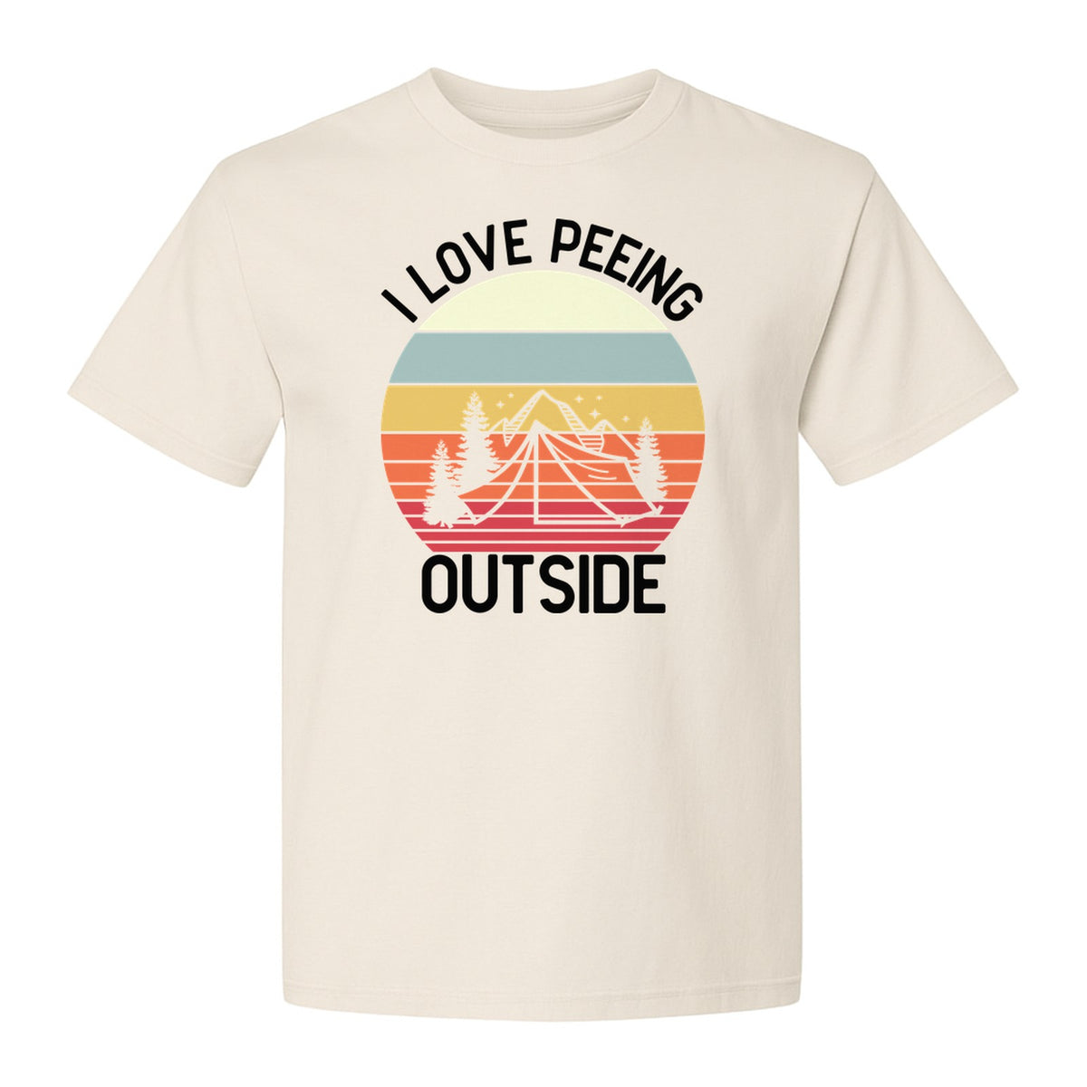 Camping T-Shirt, I Love Peeing Outside Retro Tent Graphic for Campers and Nature Lovers
