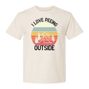 Camping T-Shirt, I Love Peeing Outside Retro Tent Graphic for Campers and Nature Lovers