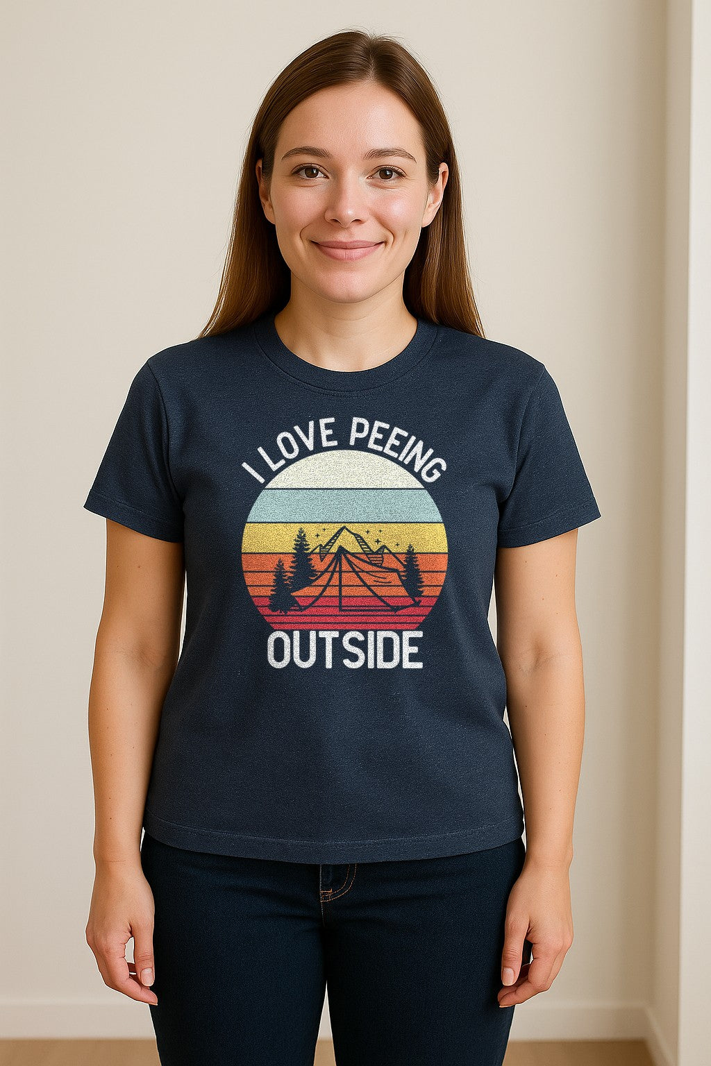 Camping T-Shirt, I Love Peeing Outside Retro Tent Graphic for Campers and Nature Lovers