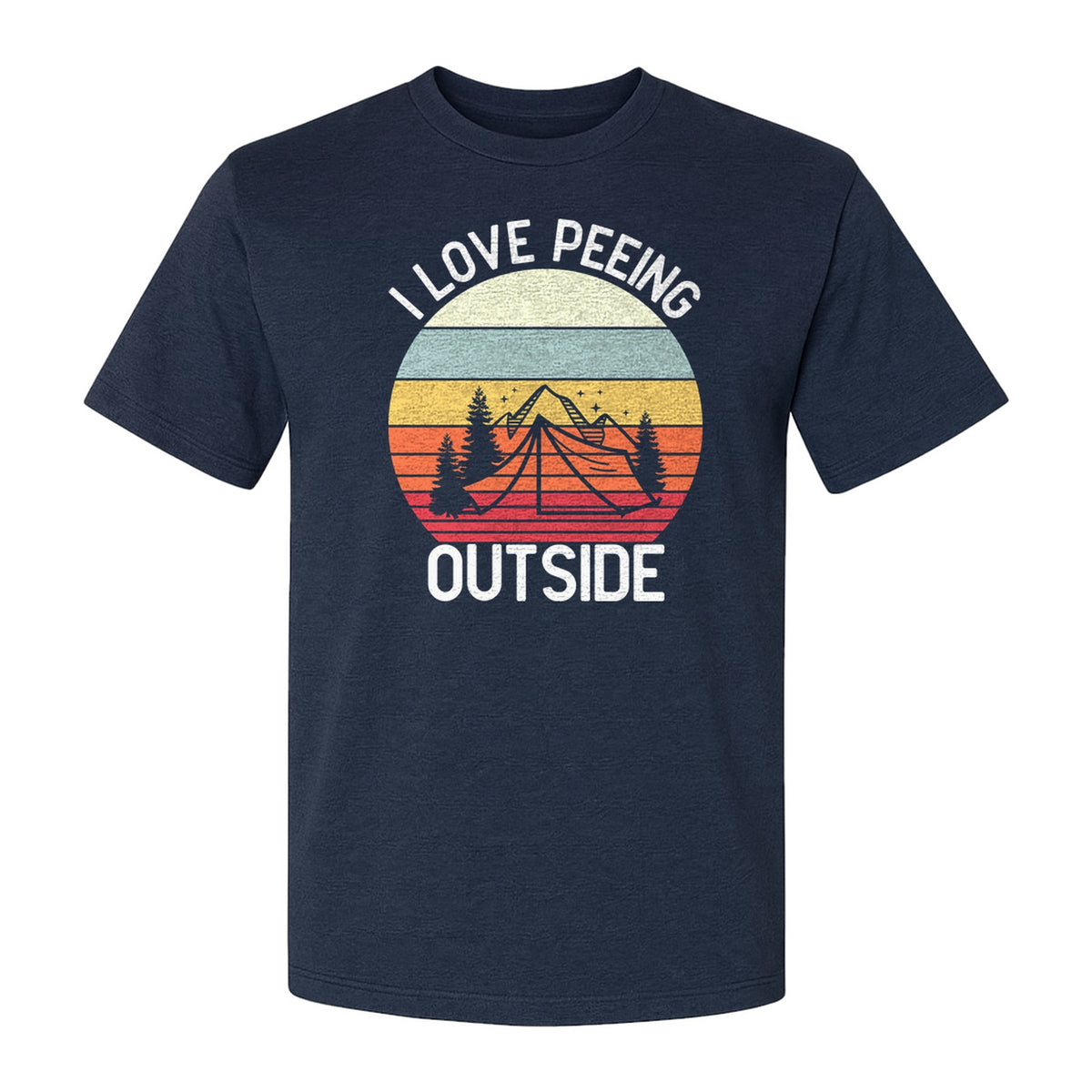 Camping T-Shirt, I Love Peeing Outside Retro Tent Graphic for Campers and Nature Lovers