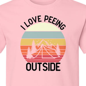 Camping T-Shirt, I Love Peeing Outside Retro Tent Graphic for Campers and Nature Lovers