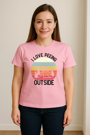 Camping T-Shirt, I Love Peeing Outside Retro Tent Graphic for Campers and Nature Lovers