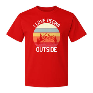 Camping T-Shirt, I Love Peeing Outside Retro Tent Graphic for Campers and Nature Lovers