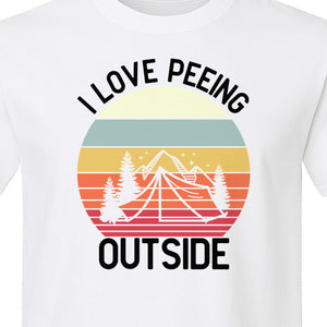 Camping T-Shirt, I Love Peeing Outside Retro Tent Graphic for Campers and Nature Lovers