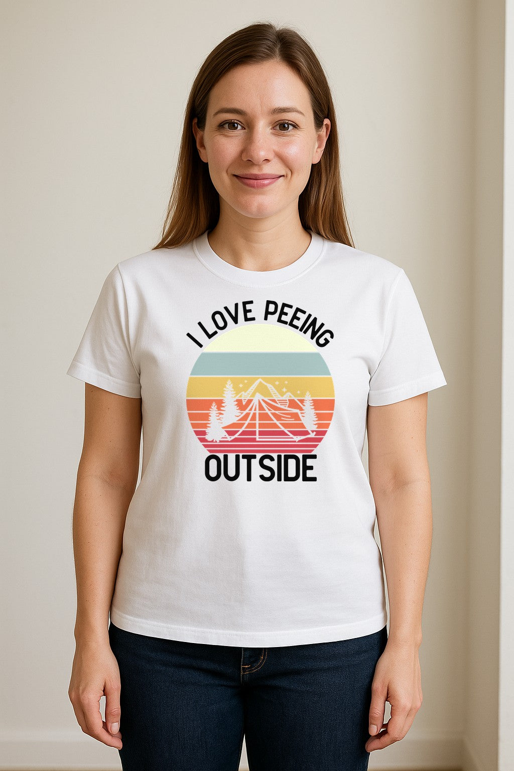Camping T-Shirt, I Love Peeing Outside Retro Tent Graphic for Campers and Nature Lovers