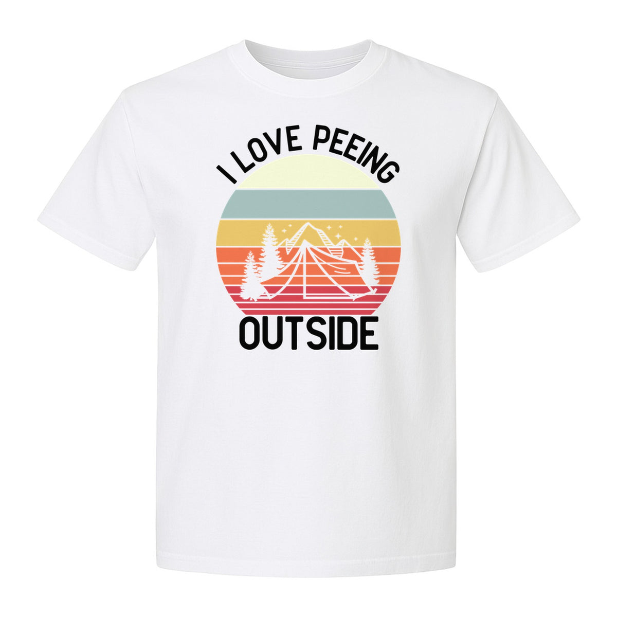 Camping T-Shirt, I Love Peeing Outside Retro Tent Graphic for Campers and Nature Lovers