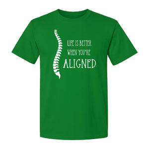 Chiropractor T-Shirt, Life Is Better When You're Aligned Spine Graphic for Chiropractic Professionals